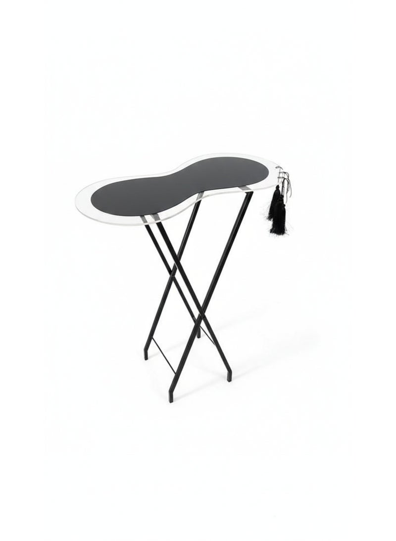 متجر نايس منضدة جانبية اكريليك فاخرة بإطار أسود، مزينة بشرابات جانبية - Image 2